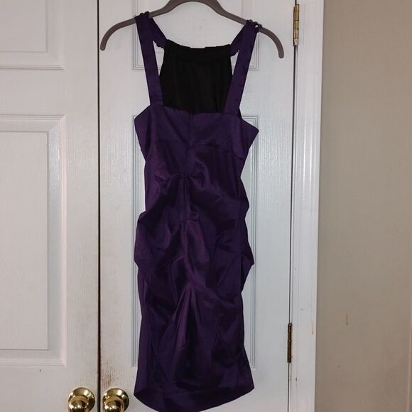 Xscape  purple egglant  fitted stretch cocktail formal prom dress  Sz 2 - Picture 5 of 8